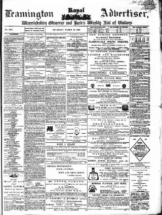 cover page of Leamington Advertiser and Beck's List of Visitors published on March 19, 1868