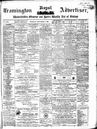 cover page of Leamington Advertiser and Beck's List of Visitors published on September 17, 1868