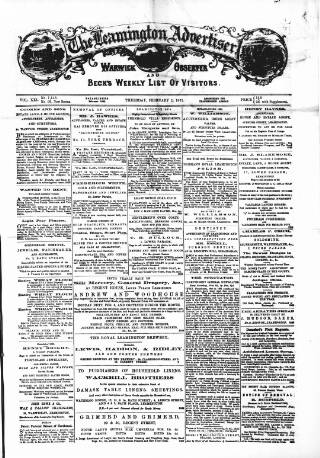 cover page of Leamington Advertiser and Beck's List of Visitors published on February 2, 1871