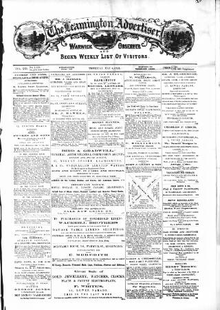 cover page of Leamington Advertiser and Beck's List of Visitors published on May 4, 1871