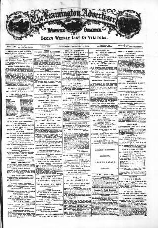 cover page of Leamington Advertiser and Beck's List of Visitors published on December 14, 1871