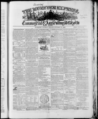 cover page of Munster Express published on September 17, 1864