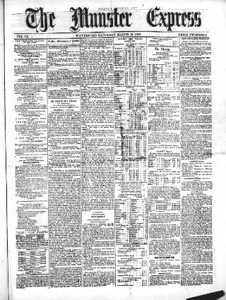 cover page of Munster Express published on March 19, 1870