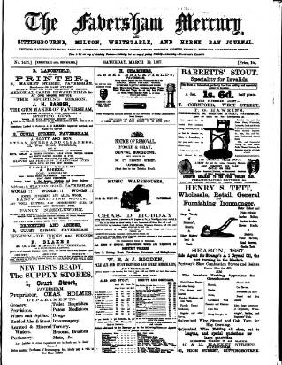 cover page of Faversham Times and Mercury and North-East Kent Journal published on March 19, 1887