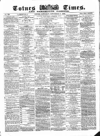 cover page of Totnes Weekly Times published on September 17, 1870