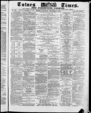 cover page of Totnes Weekly Times published on November 2, 1872