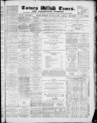 cover page of Totnes Weekly Times published on February 2, 1878