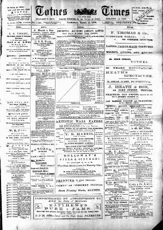 cover page of Totnes Weekly Times published on March 19, 1898