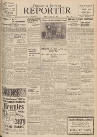 cover page of Prescot Reporter published on March 24, 1939