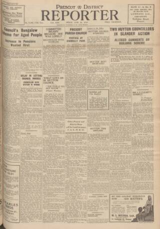 cover page of Prescot Reporter published on June 16, 1939