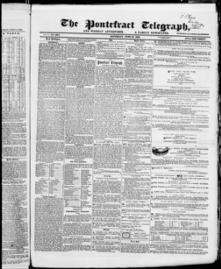 cover page of Pontefract Telegraph published on June 18, 1859