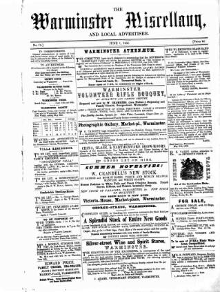 cover page of Warminster Miscellany published on June 1, 1860