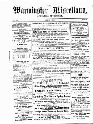 cover page of Warminster Miscellany published on March 1, 1861