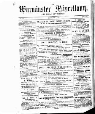 cover page of Warminster Miscellany published on February 2, 1863