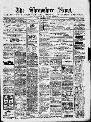cover page of Shropshire News published on March 19, 1868