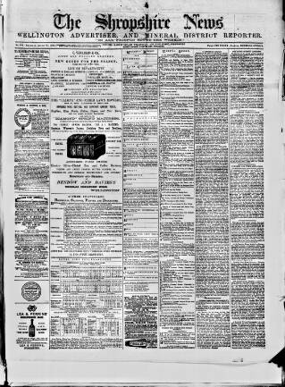 cover page of Shropshire News published on August 21, 1873