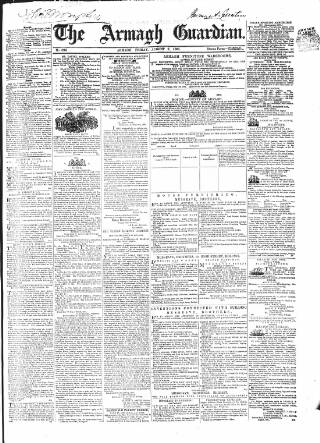 cover page of Armagh Guardian published on August 2, 1861