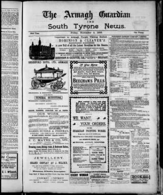 cover page of Armagh Guardian published on November 2, 1906