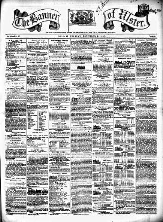 cover page of Banner of Ulster published on November 2, 1847