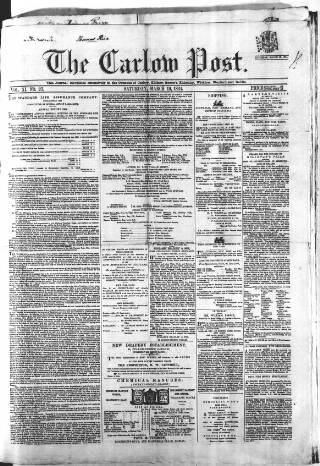 cover page of Carlow Post published on March 19, 1864