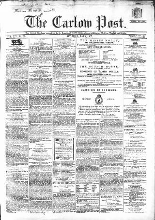 cover page of Carlow Post published on May 4, 1867