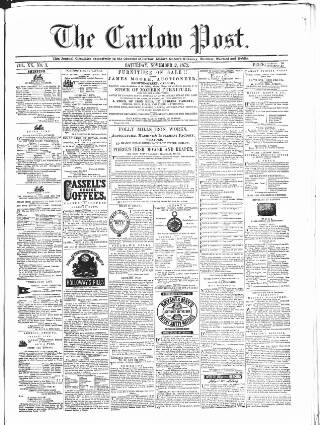 cover page of Carlow Post published on November 2, 1872