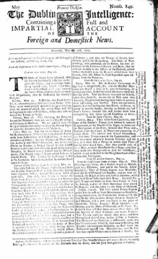 cover page of Dublin Intelligence published on May 31, 1712