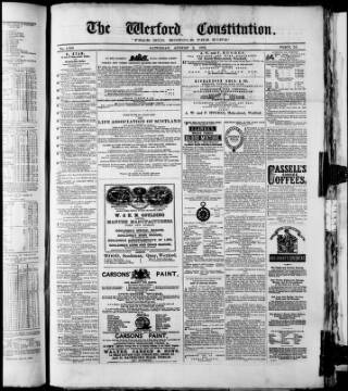 cover page of Wexford Constitution published on August 2, 1873