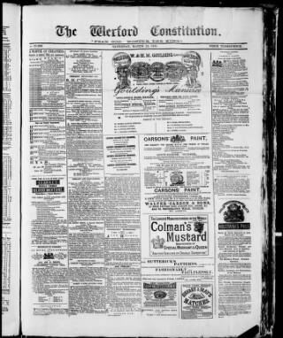 cover page of Wexford Constitution published on March 19, 1881