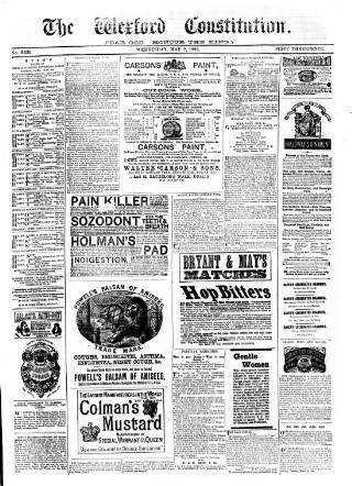 cover page of Wexford Constitution published on May 2, 1883