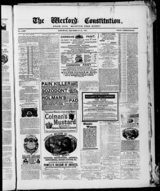 cover page of Wexford Constitution published on September 17, 1887