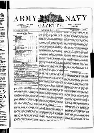 cover page of Army and Navy Gazette published on May 4, 1901