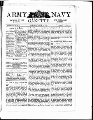 cover page of Army and Navy Gazette published on June 18, 1904