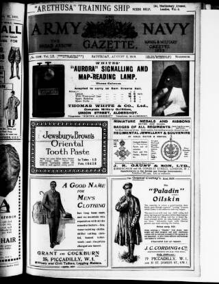 cover page of Army and Navy Gazette published on August 2, 1919