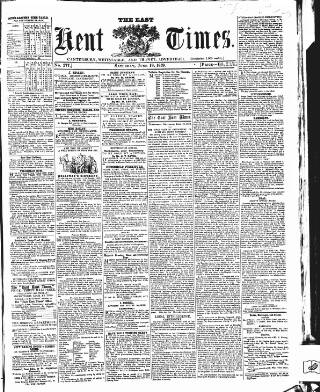 cover page of East Kent Times published on June 18, 1859