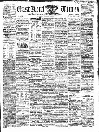 cover page of East Kent Times published on November 2, 1861