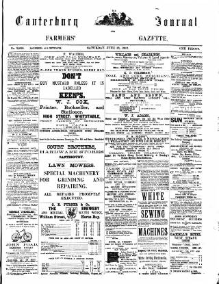 cover page of Canterbury Journal published on June 18, 1892