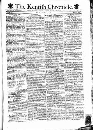 cover page of Kentish Weekly Post or Canterbury Journal published on May 4, 1798