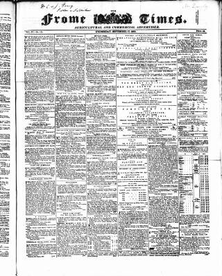 cover page of Frome Times published on September 17, 1862