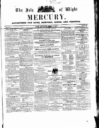 cover page of Isle of Wight Mercury published on April 4, 1857