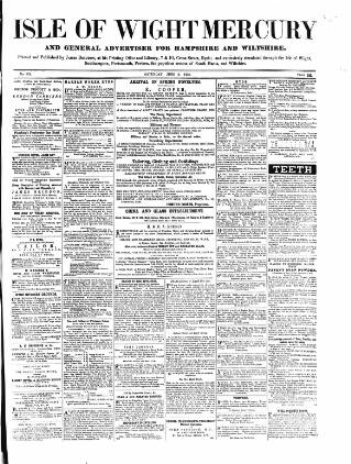 cover page of Isle of Wight Mercury published on June 12, 1858