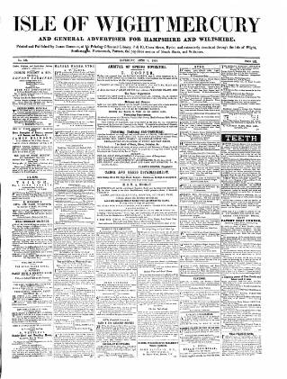 cover page of Isle of Wight Mercury published on June 19, 1858