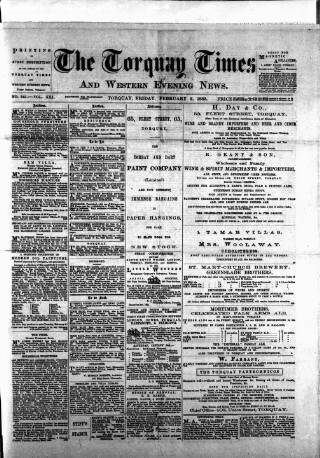 cover page of Torquay Times and South Devon Advertiser published on February 2, 1883