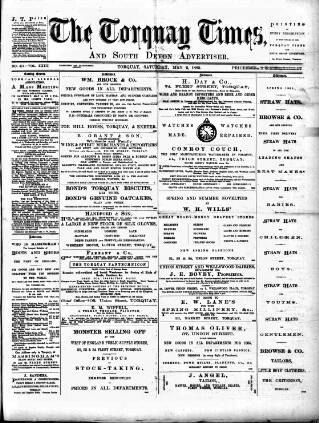 cover page of Torquay Times, and South Devon Advertiser published on May 2, 1885