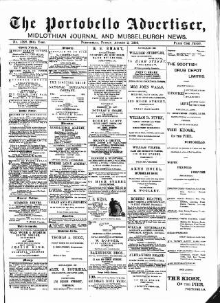 cover page of Portobello Advertiser published on August 2, 1889