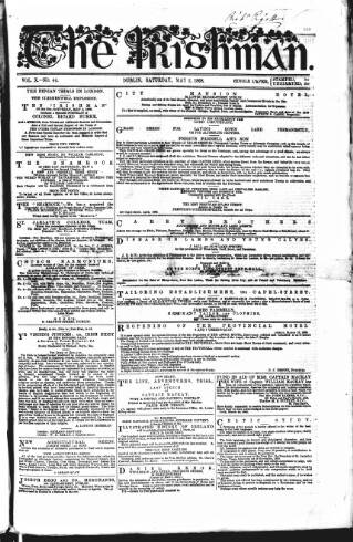cover page of The Irishman published on May 2, 1868