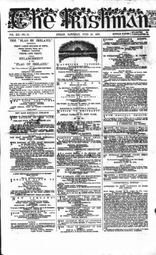 cover page of The Irishman published on June 18, 1870