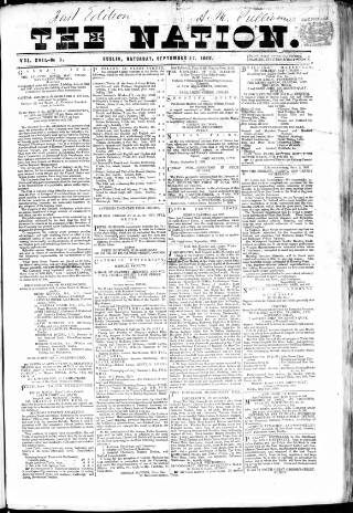 cover page of Dublin Weekly Nation published on September 17, 1859