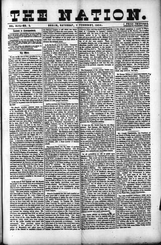 cover page of Dublin Weekly Nation published on February 2, 1884