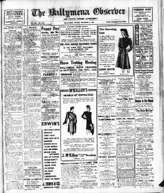 cover page of Ballymena Observer published on November 2, 1945